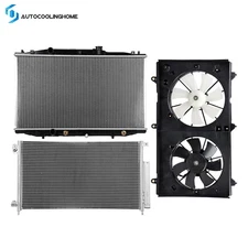 Radiator Condenser & Cooling Fan Assembly Kit For 2003 04 05-2007 Honda Accord