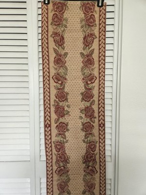 Vintage Table Runner Tapestry-72''x12''-Lined-Rose Worth Point  Border Design