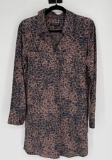 Banana Republic Shirt Dress 6 Black Beige Geometric Office Siren Work Wear Job