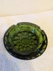 VTG Anchor Hocking 6 Inch Fairfield Emerald Green Starburst Glass Ashtray 70's
