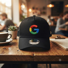 2D Embroidered Google Logo on Black Mesh Truc...