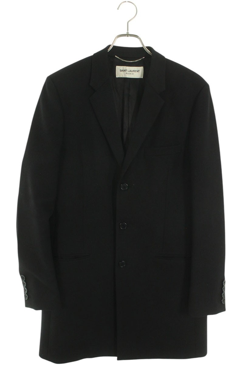 Cappotto Chester Saint Laurent Paris lana 48 nero monopetto