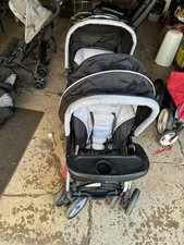 Baby Trend Sit N' Stand Double Stroller Black Gray Cup Holder Basket Folding
