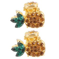 2pcs Small Hair Claw Clips, Rhinestone Mini Pineapple As Shown