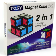 TOSY Magnet Cube 2X2 - 8 Blocks, 4Th of July STEM Toy, 2 in 1: Puzzle Cube and C