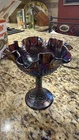 Fenton Vintage Purple Carnival Glass Compote Candy Bowl Persian Medallion