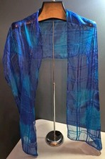 Vintage Chicos Blue Silk Scarf 68  x14  