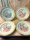 Juego de 4 placas de piedra de hierro Adams Calyx Ware Metz 7" patrón floral Inglaterra