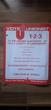 Vintage 1980s Vote Unionist Political Flyer Northern Irish Troubles
