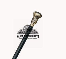 AURA Antique Walking Stick Viking Wooden Walking Cane Handle Grandmother Gift
