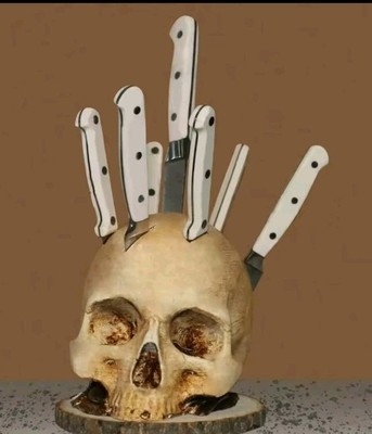Skull Knife Holder, Horror Head Knife Rack, Pure Gothic Mood Maker