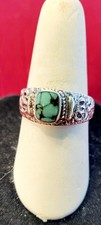 Vintage, Sterling Silver Ring, Genuine Turquoise With Veining, Size 10.5