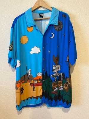 Our Universe Star Wars Shirt Sz XL Classic Tatooine Endor Scene Button Up RARE