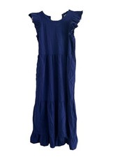 Universal Thread Cotton Maxi Dress Size Med Side Pockets Flutter Ruffle Sleeve
