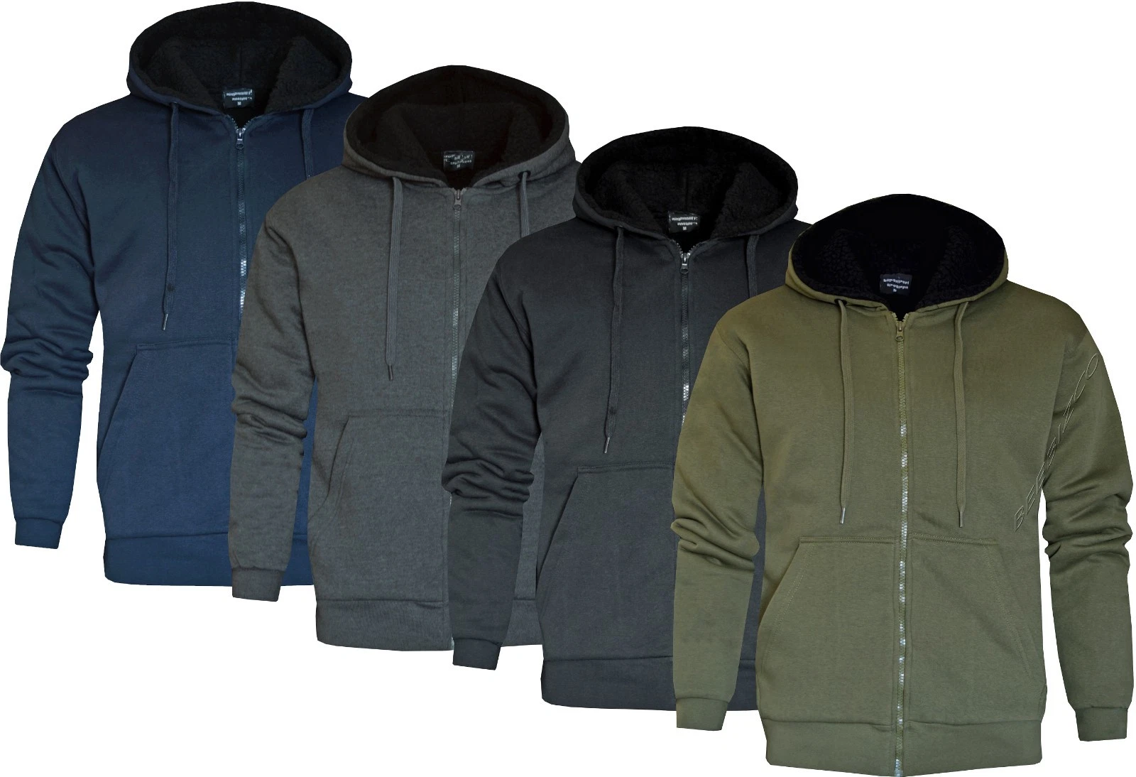 Sherpa Lined Hoodie Zip Up Plain Fleece Hooded Sweatshirt Jacket with Pockets