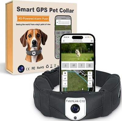 FetchLink C10 Pet GPS Smart Collar - Wireless Dog Fence with 2K Camera 4G