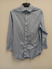 Charles Tyrwhitt Dress Shirt Mens 15.5/33 Blue Windowpane Classic Fit Egyptian