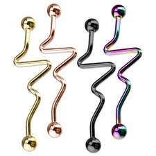 Zigzag Industrial Barbell 14G 316L Surgical Steel