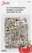 Dritz 3013 Curved Basting Safety Pins 40-Count Nickel Plated Steel 2-inch