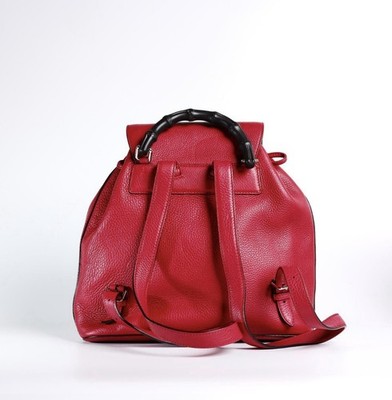 Gucci Bamboo Tassel Backpack Red Calfskin Leather Bag w/ COA