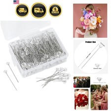 100 Pcs Corsage Bouquet Pins for Flowers, 2 Inch Floral Diamond Pins for Bouq...