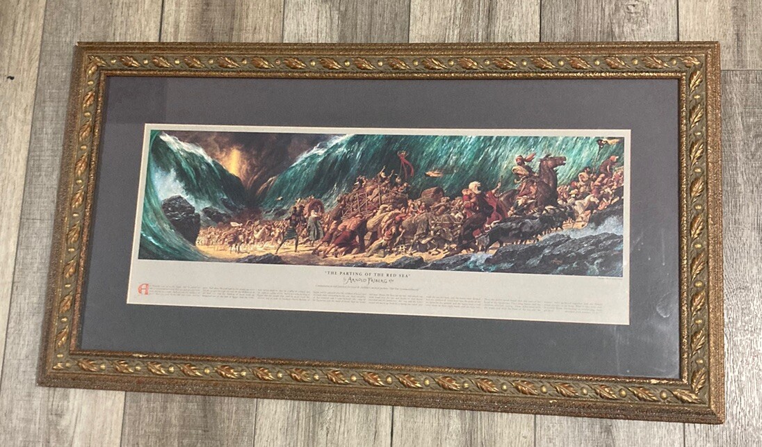 ARNOLD FRIBERG “THE PARTING OF THE RED SEA” 1997 original framed print 17x33”