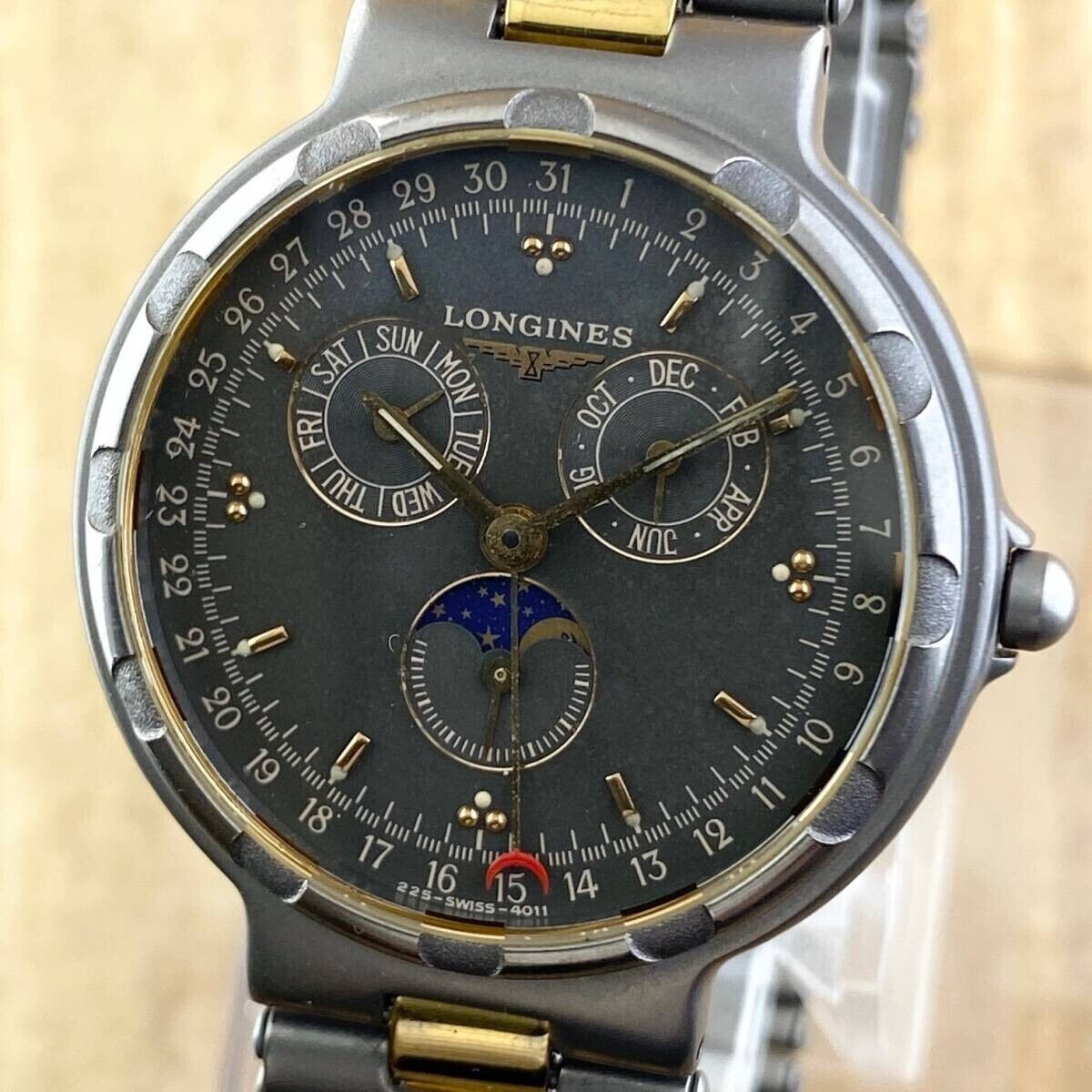 Longines Conquest Titanium Triple date Moon phase Swiss Quartz 