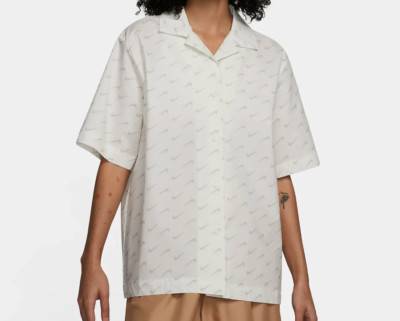 NWT Nike Sportswear Everyday Women Woven Short-Sleeve Top Dv7930-133 Size Large