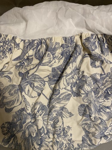 Waverly Garden Room Double Cotton Bedskirt Cream With Blue Floral French Country - Picture 2 of 5
