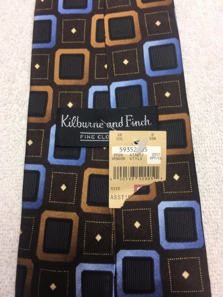KILBURNE AND FINCH MENS TIE BROWN WITH BLUE AND GOLD 3.75 X 60 NWT - Image 4 of 4
