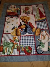 Wall Hanging Daisy Kingdom 4482 Blue Jean Teddy Bear Vintage Child Kids