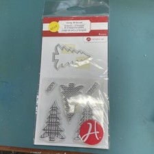 Christmas Trees Happy Holidays Clear Stamp Die Set Hampton Art SC0718 NEW