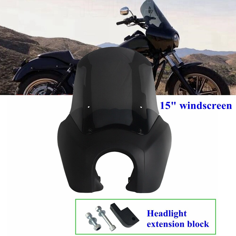 Headlight Block Extension Fairing & Windshield For Harley Dyna Street Bob FXDXT