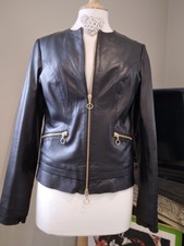 Heine Black Leather Jacket Size 10/12