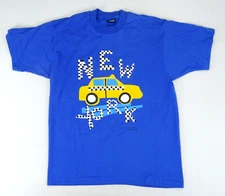 Vintage New York City Taxi Cab T-Shirt Sz L Mary Ellis 80s/90s NYC Puffy Graphic