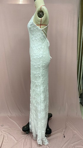 Vestido formal para mujer - Vestido formal blanco con cuello en V - Imagen 11 de 19