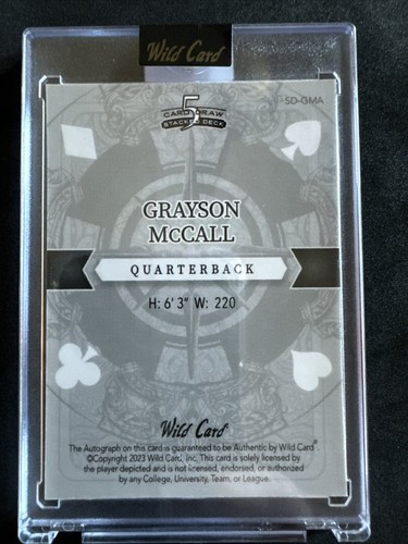 2023 WILD CARD Stacked Deck. Grayson McCall 1/1 ONE of ONE AUTO. NC STATE - Picture 3 of 4
