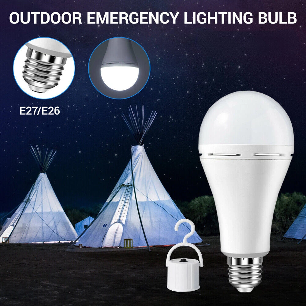 badning Jeg accepterer det seng Rechargeable LED Bulb Emergency Outdoor Camping Light E27/E26 12W DC 5V 10  Pack | eBay