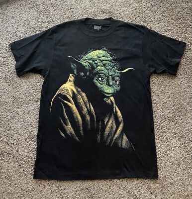 Vintage 1995 Star Wars Yoda Jedi Graphic Big Face T Shirt | eBay