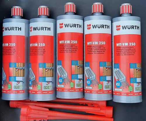 WURTH CHEMICAL INJECTION MORTAR RESIN WIT-VM 250 ALLROUNDER 420ml x5 Nozzles x5
