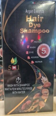 [NEW] Natural Black Permanent Instant Fast Hair Dye Color Shampoo Argan Oil 5in1