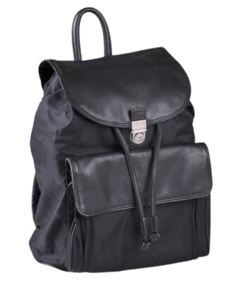 Picard Made in Germany Black Leather Drawstring Rucksack Hobo Backpack Day Bag
