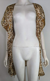 Vintage Robe Leopard Print Satin Kristine Tyler Animal Short Sexy Lingerie Vtg