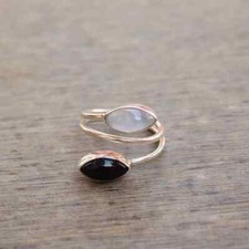 925 Sterling Silver Natural Moonstone Ring Gemstone Women Jewelry For Her A 22