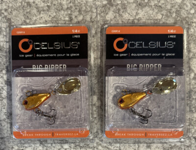 celsius fishing lures 2 Packs Celsius Big Ripper 1/4 OZ Gold Ice Fishing Jigs