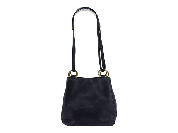 BALLY Shoulder Bag Gold Ring Leather Authentic Used t22907