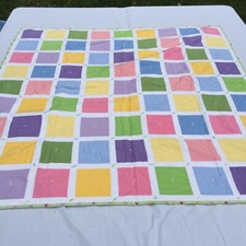 Pastel Solid Color Squares Quilt 50" x 50" Green Fowers