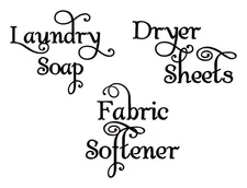 Laundry Room V1 Set Vinyl Decals Laundry Soap Fabric Softener Dryer Sheets Swash