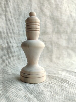 Handmade Large Wooden Chess Queen Figure Made of Birch Wood Handcrafted