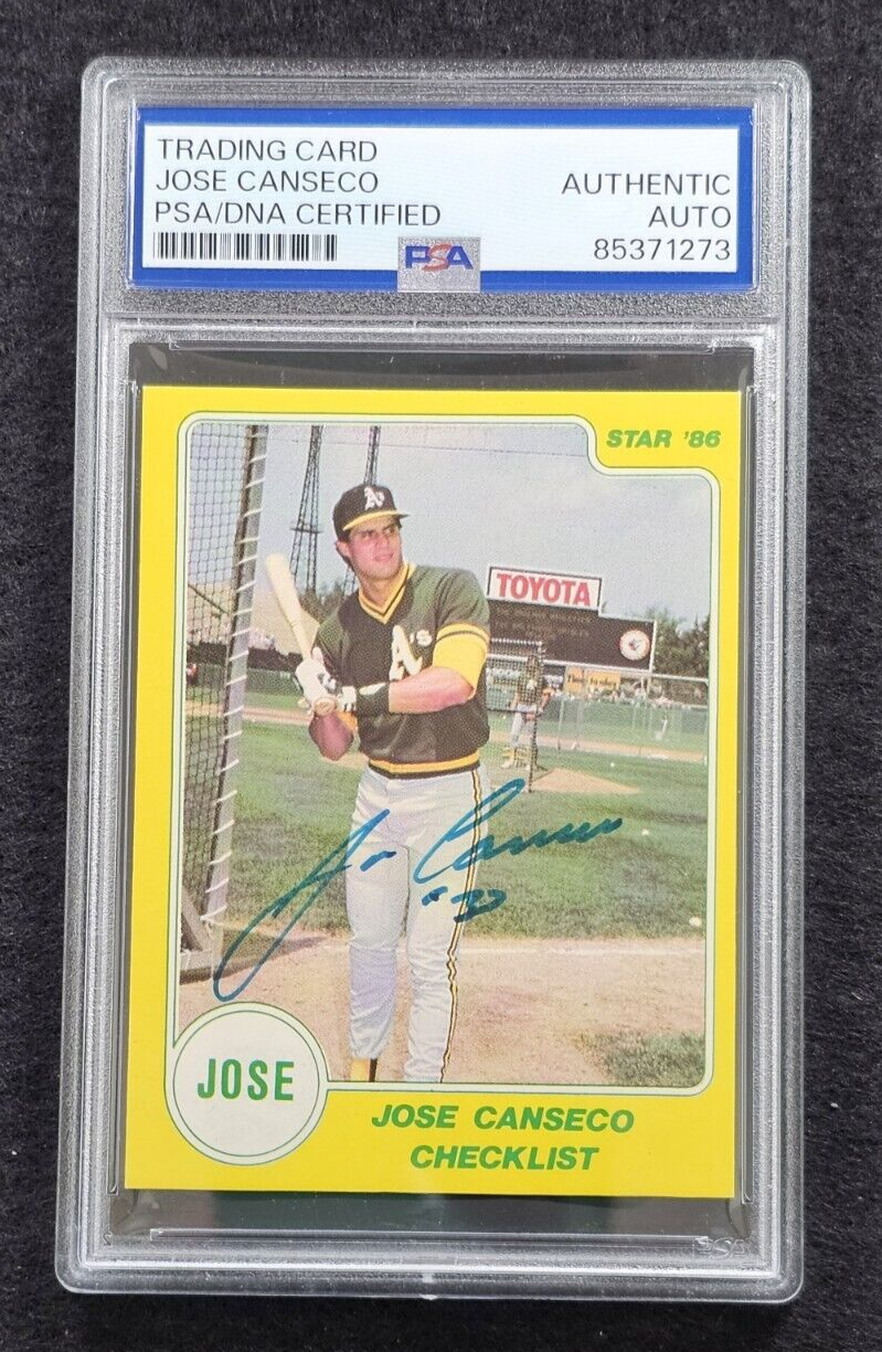 Jose Canseco Autographed Signed 1986 Star ROOKIE Baseball Card-OAKLAND ATHLETICS-PSA 